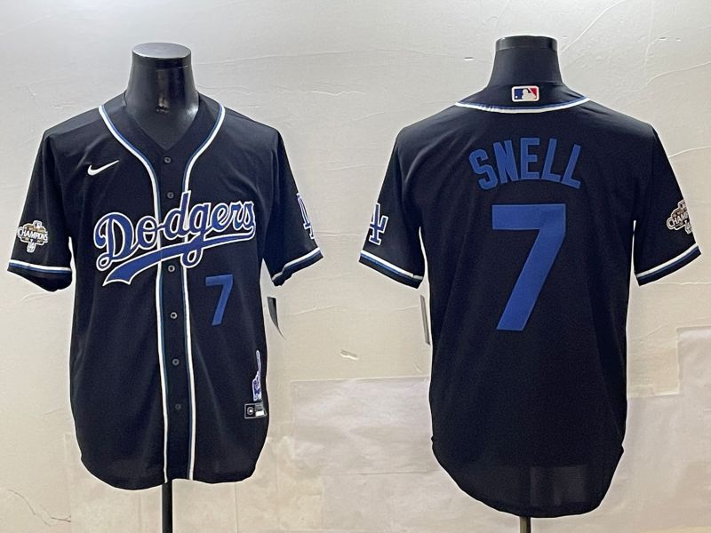 Men Los Angeles Dodgers 7 Snell Black Fashion Game 2025 Nike MLB Jersey style 30616
